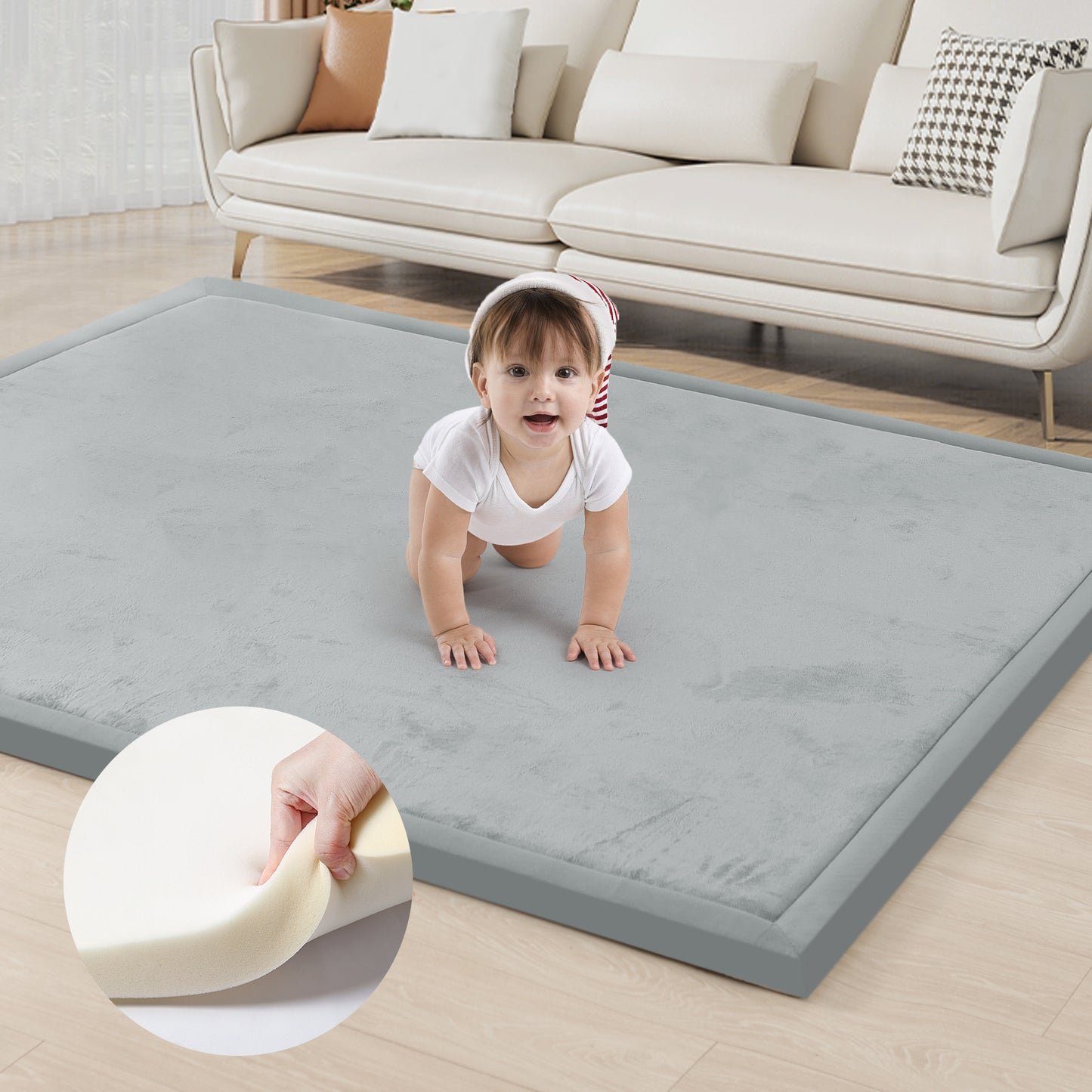 HulooSleep® 1.3" Thick -Elasti-Foam Baby Play Mat