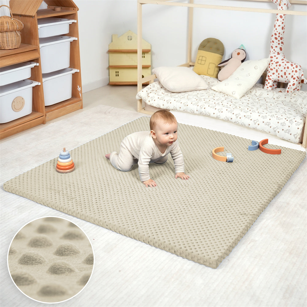 summer infant playpen mat Huloosleep® Plush Minky Dot Baby Playpen Mat (50x50, 1.3" Extra Thick)