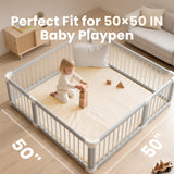 1.3" Thick Baby Play Mat, 50" x 50" — Padded,Waterproof Floor Cushion & Playpen Mat with Vegan Leather Cover