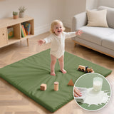 1.3" Thick Baby Play Mat, 50" x 50" — Padded,Waterproof Floor Cushion & Playpen Mat with Vegan Leather Cover