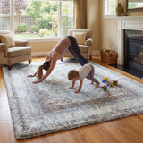 Elasti-Foam™ Serenity Floral Bordered Mat - Mist Blue