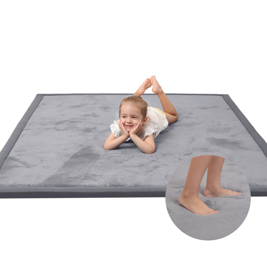 1.3 Inch Thick Soft Coral Fleece Nursery Mat Memory Foam Play Mat
