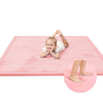 1.3 Inch Thick Soft Coral Fleece Nursery Mat Memory Foam Play Mat