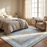 Elasti-Foam™ Serenity Floral Bordered Mat - Mist Blue