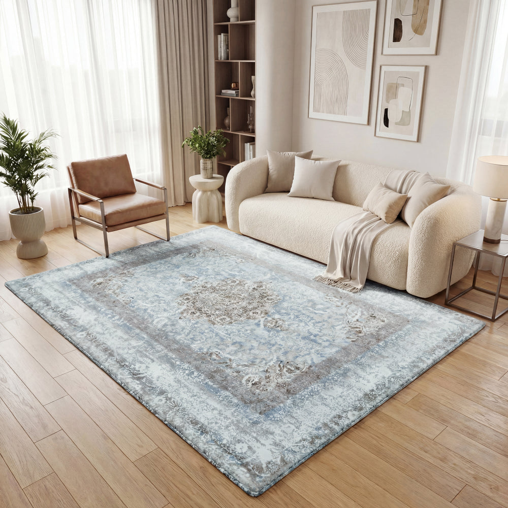 baby doing tummy time on boho Persian print Huloosleep Elasti-Foam play mat