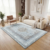 Elasti-Foam™ Serenity Floral Bordered Mat - Mist Blue