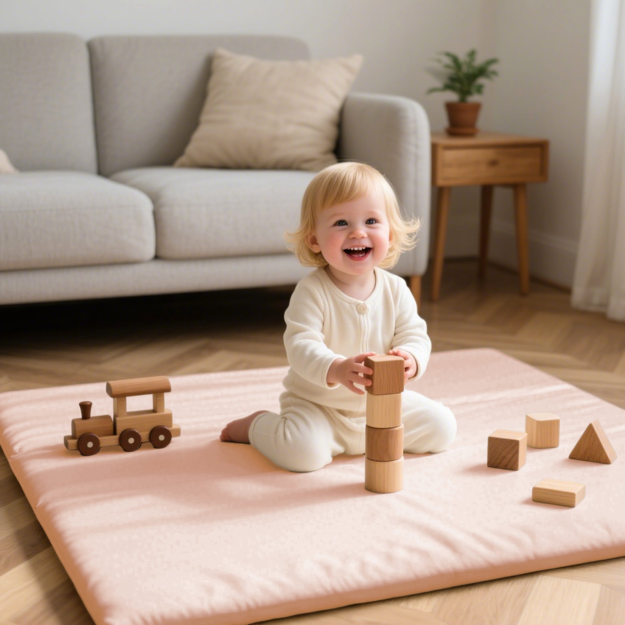 1.3" Thick Baby Play Mat, 50" x 50" — Padded,Waterproof Floor Cushion & Playpen Mat with Vegan Leather Cover