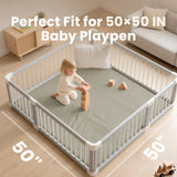 1.3" Thick Baby Play Mat, 50" x 50" — Padded,Waterproof Floor Cushion & Playpen Mat with Vegan Leather Cover