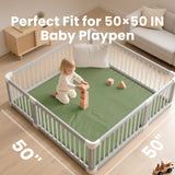 1.3" Thick Baby Play Mat, 50" x 50" — Padded,Waterproof Floor Cushion & Playpen Mat with Vegan Leather Cover