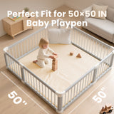 1.3" Thick Baby Play Mat, 50" x 50" — Padded,Waterproof Floor Cushion & Playpen Mat with Vegan Leather Cover