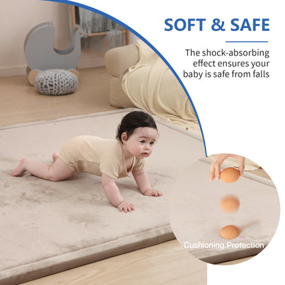 1.3 inch thick baby play mat waterproof non-slip soft coral fleece