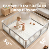 1.3" Thick Baby Play Mat, 50" x 50" — Padded,Waterproof Floor Cushion & Playpen Mat with Vegan Leather Cover