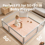 1.3" Thick Baby Play Mat, 50" x 50" — Padded,Waterproof Floor Cushion & Playpen Mat with Vegan Leather Cover