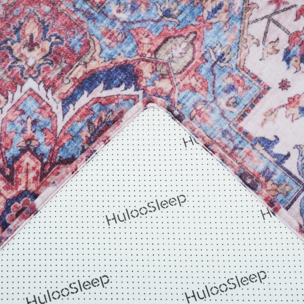 anti-slip backing on Huloosleep heritage medallion Elasti-Foam floor mat