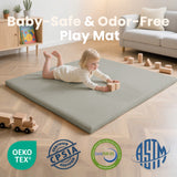 1.3" Thick Baby Play Mat, 50" x 50" — Padded,Waterproof Floor Cushion & Playpen Mat with Vegan Leather Cover