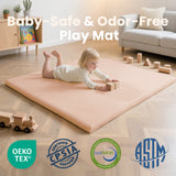 1.3" Thick Baby Play Mat, 50" x 50" — Padded,Waterproof Floor Cushion & Playpen Mat with Vegan Leather Cover