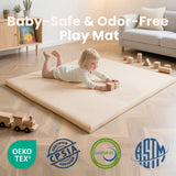 1.3" Thick Baby Play Mat, 50" x 50" — Padded,Waterproof Floor Cushion & Playpen Mat with Vegan Leather Cover
