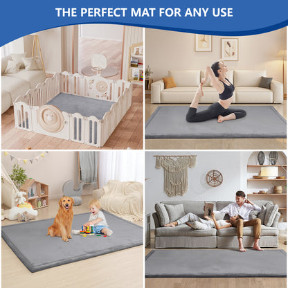1.3 Inch Thick Soft Coral Fleece Nursery Mat Memory Foam Play Mat