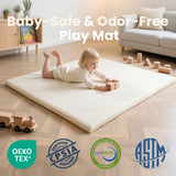1.3" Thick Baby Play Mat, 50" x 50" — Padded,Waterproof Floor Cushion & Playpen Mat with Vegan Leather Cover