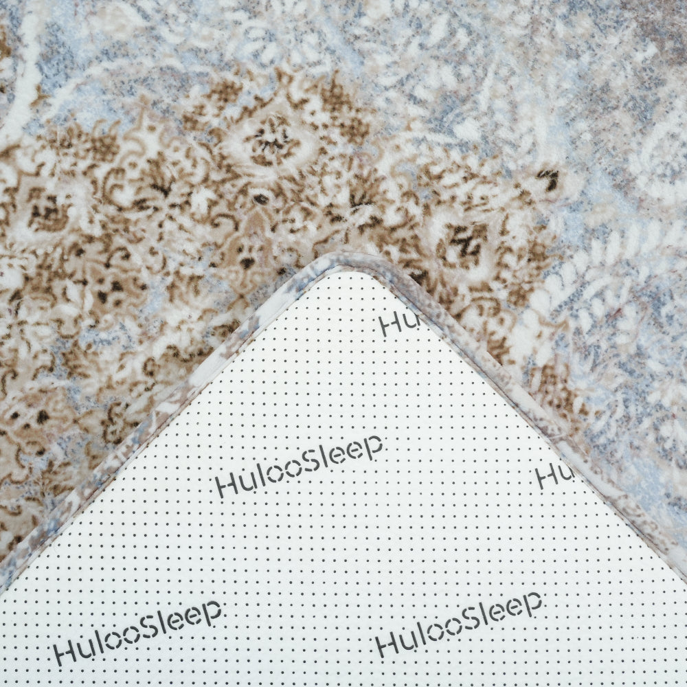 non-slip silicone dot backing on Huloosleep serenity floral bordered mat