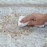 Elasti-Foam™ Serenity Floral Bordered Mat - Mist Blue