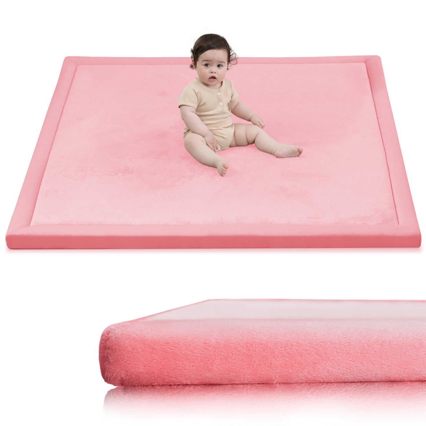 1.3 inch thick baby play mat waterproof non-slip soft coral fleece