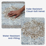 Elasti-Foam™ Serenity Floral Bordered Mat - Mist Blue